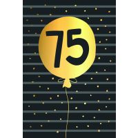 75. Geburtstag schwarz-gold Zahl in Luftballon Goldfolie...