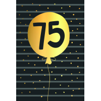 75. Geburtstag schwarz-gold Zahl in Luftballon Goldfolie...