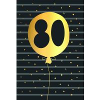 80. Geburtstag schwarz-gold Zahl in Luftballon Goldfolie...