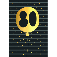 80. Geburtstag schwarz-gold Zahl in Luftballon Goldfolie...