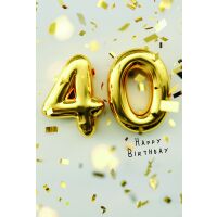 40. Geburtstag Happy Birthday goldene Zahl Glitter...