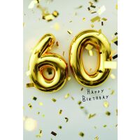60. Geburtstag Happy Birthday goldene Zahl Glitter...