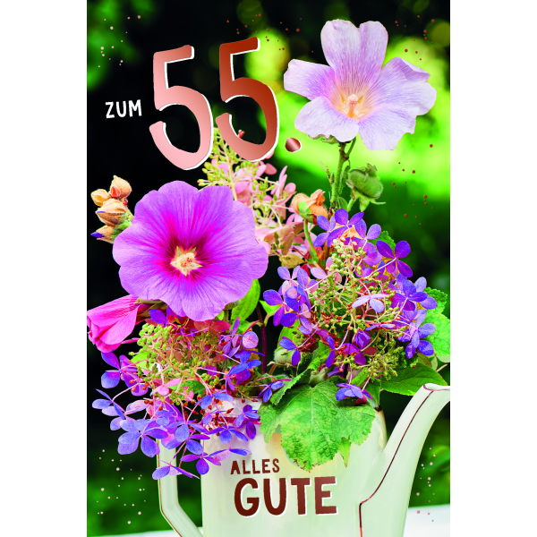 55. Geburtstag Alles Gute Blumen Glückwunschkarte mit Umschlag