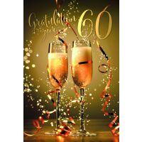 60. Geburtstag Gratulation zur 60 Sekt Luftschlangen...