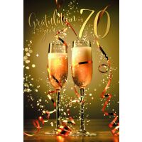 70. Geburtstag Gratulation zur 70 Sekt Luftschlangen...