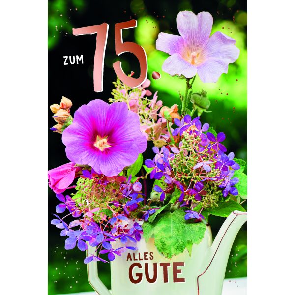 75. Geburtstag Alles Gute Blumen Glückwunschkarte mit Umschlag