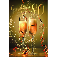 80. Geburtstag Gratulation zur 80 Sekt Luftschlangen...