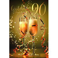 90. Geburtstag Gratulation zur 90 Sekt Luftschlangen...