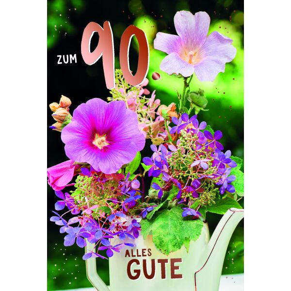 90. Geburtstag Alles Gute Blumen Glückwunschkarte mit Umschlag