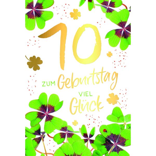70. Geburtstag Viel Glück Glücksklee Glückwunschkarte mit Umschlag