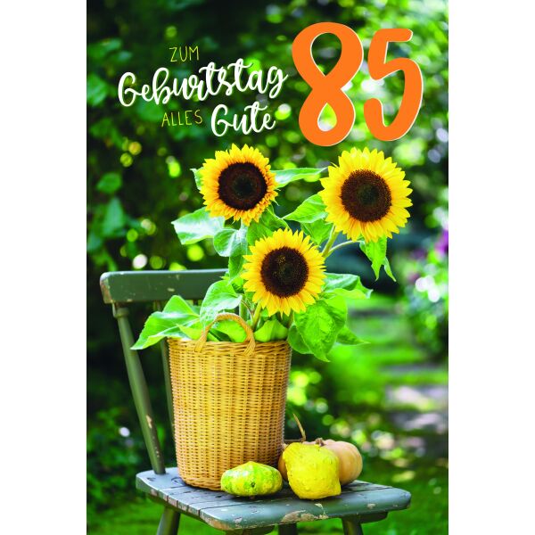 85. Geburtstag Sommer auf dem Land Alles Gute Sonnenblumen Glückwunschkarte mit Umschlag