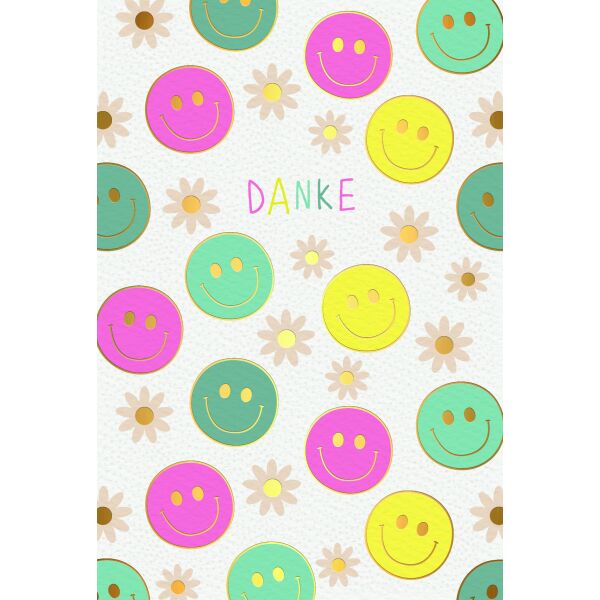 Danke Danksagung Smileys Glückwunschkarte mit Umschlag