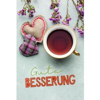 Genesung Gute Besserung Herz Tee Glückwunschkarte...