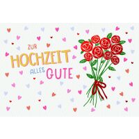 Hochzeit Alles Gute Blumen Herzen Glückwunschkarte...