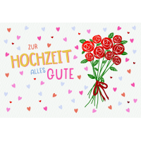 Hochzeit Alles Gute Blumen Herzen Glückwunschkarte...