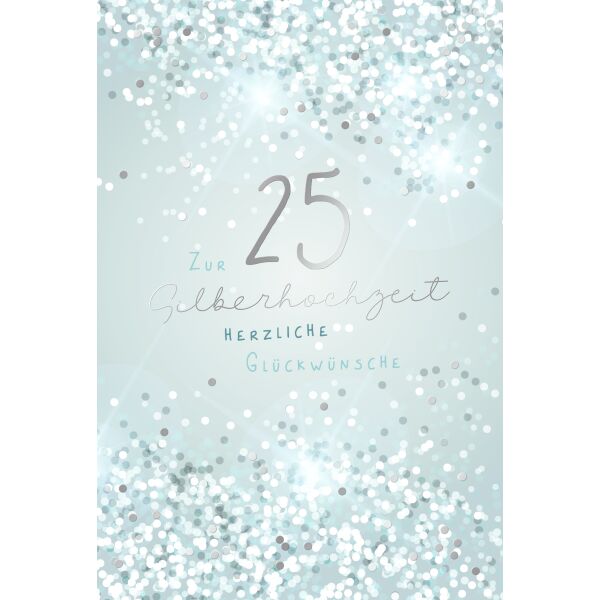 Silberhochzeit 25. Hochzeitstag Herzliche Glückwünsche Silberfolie Glückwunschkarte mit Umschlag