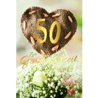 Goldhochzeit 50 Herz Blumen mit Goldfolie...