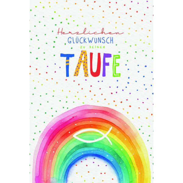 Taufe Herzlichen Glückwunsch Regenbogen Fisch Glückwunschkarte mit Umschlag