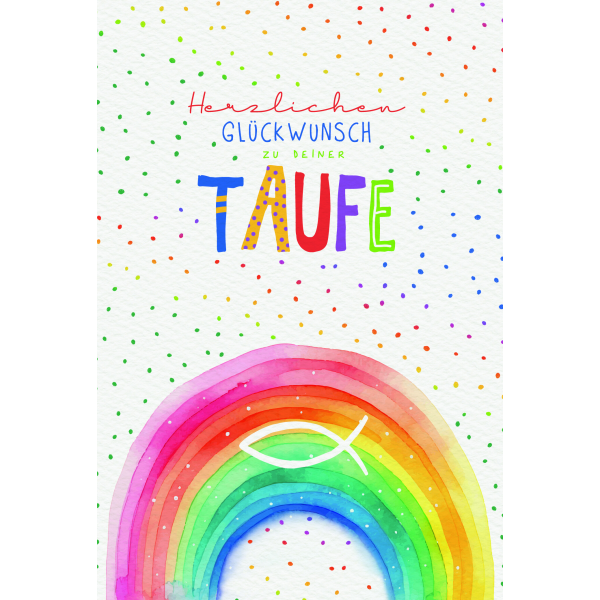 Taufe Herzlichen Glückwunsch Regenbogen Fisch Glückwunschkarte mit Umschlag