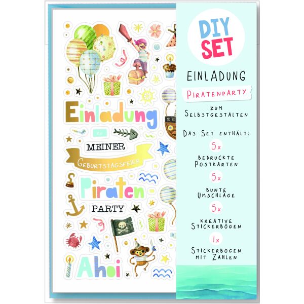 Einladungen Kindergeburtstag DIY Set 5 Postkarten 5 Umschläge Jungen Einladungskarten zum Selbstgestalten