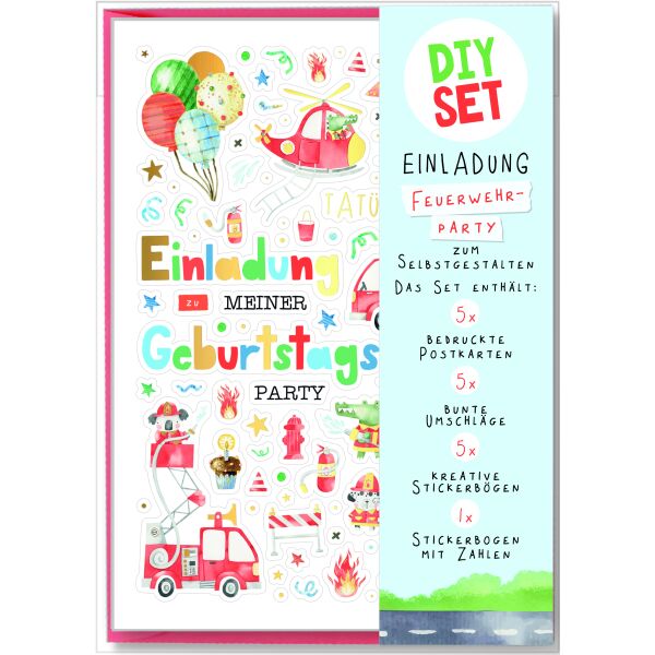 Einladungen Kindergeburtstag DIY Set 5 Postkarten 5 Umschläge Berufe Einladungskarten zum Selbstgestalten