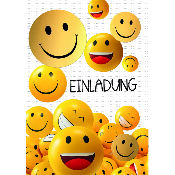 Einladungskarten Smileys Mehrstückpackung 5 Doppelkarten 5 Umschläge