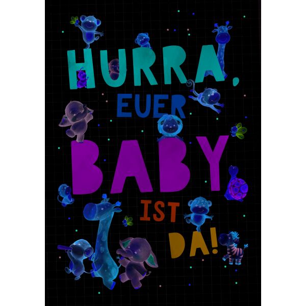 Geburt Baby große A4 XXL Karte mit Umschlag Hurra Euer Baby ist da