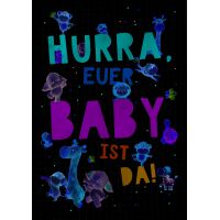 Geburt Baby große A4 XXL Karte mit Umschlag Hurra...