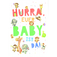 Geburt Baby große A4 XXL Karte mit Umschlag Hurra...