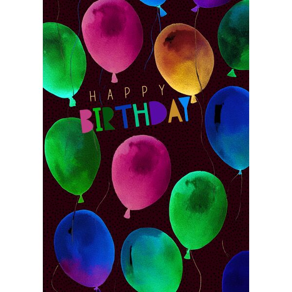 Geburtstag große A4 XXL Karte mit Umschlag Happy Birthday Luftballons