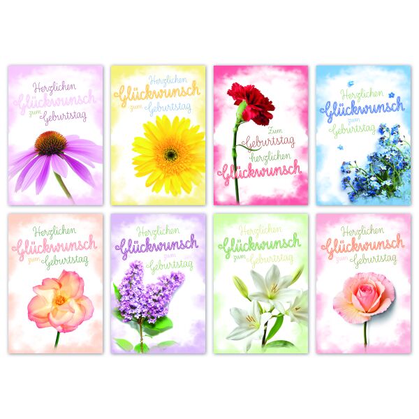 100-er Kasten Geburtstag Blumenmotive 100 Karten mit Umschlägen Set Bundle UVP € 150