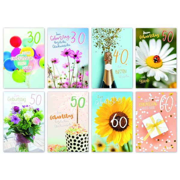 100-er Kasten Zahlengeburtstag 30-60 100 Karten mit Umschlägen Set Bundle UVP € 150