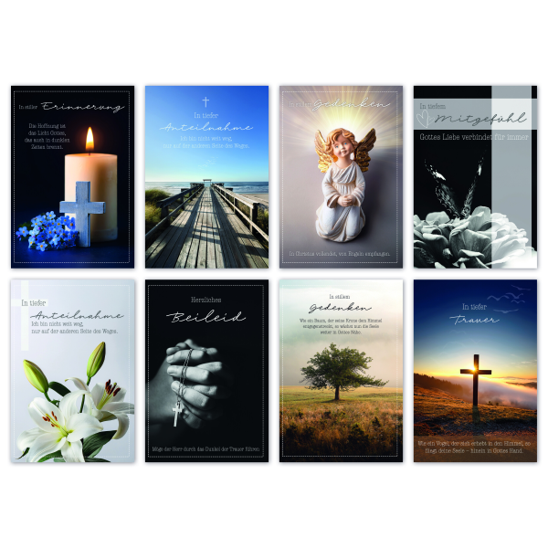 100-er Kasten Trauerkarten Beileidskarten Foto mit Spruch 100 Karten mit Umschlägen Set Bundle UVP € 150
