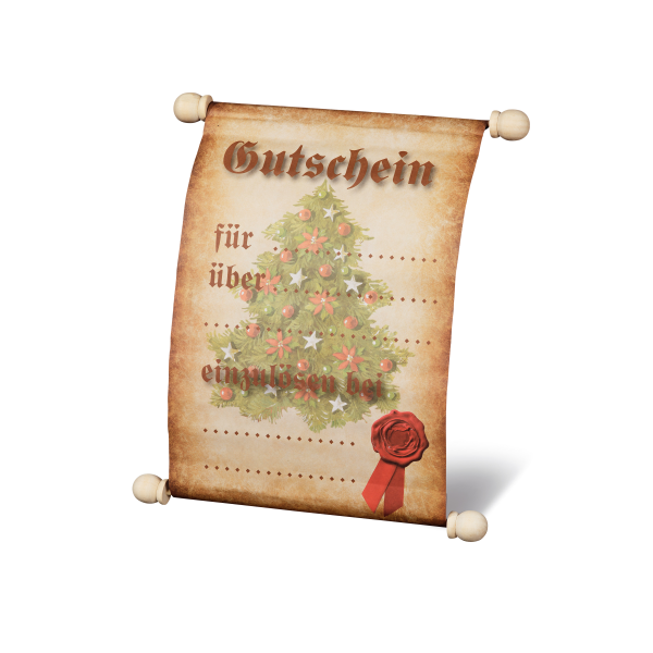 Gutschein-Rolle Weihnachten 18 x 27 cm Gutschein für....über.....einzulösen bei....