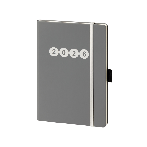 Kalender 2027 V-Book Buchkalender A5 Hardcover grau Zahl in Kreisen UVP: 14,99