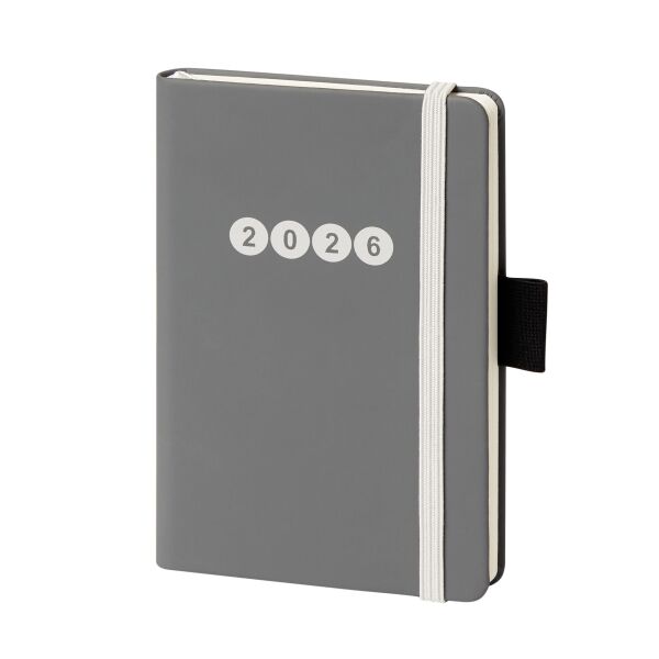 Kalender 2027 V-Book Buchkalender A6 Hardcover grau Zahl in Kreisen UVP: 11,49