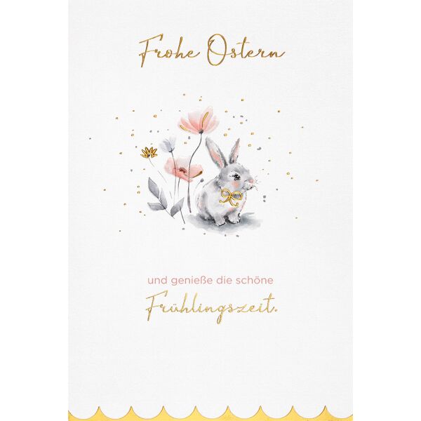 Ostern unverpackte Glückwunschkarte mit Umschlag Hase Blume genieße die Frühlingszeit