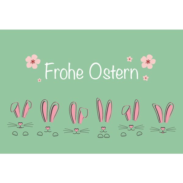 Ostern unverpackte Glückwunschkarte mit Umschlag Frohe Ostern pinke Hasenzeichnung