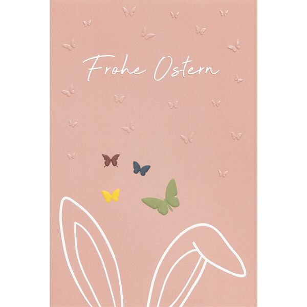 Ostern unverpackte Glückwunschkarte mit Umschlag Frohe Ostern Schmetterlinge Hasenohren