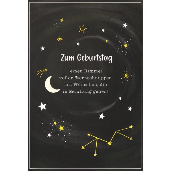 Geburtstag Glückwunschkarte mit Umschlag unverpackte Glückwunschkarte mit Umschlag Himmel Sternschnuppen