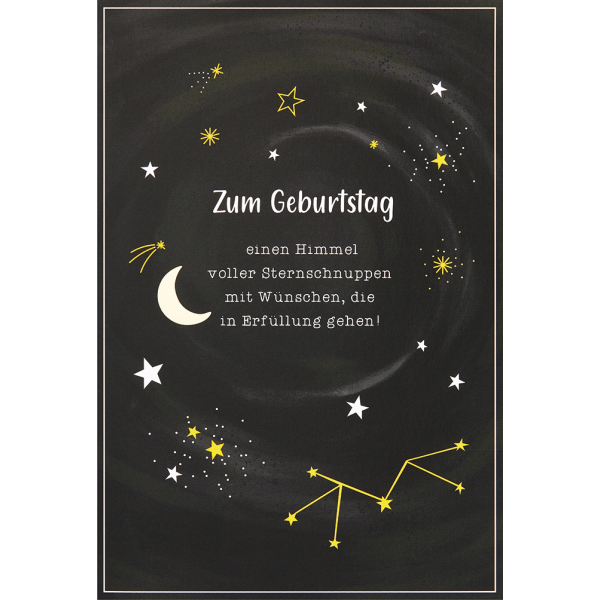 Geburtstag Glückwunschkarte mit Umschlag unverpackte Glückwunschkarte mit Umschlag Himmel Sternschnuppen
