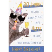 30. Geburtstag unverpackte Glückwunschkarte mit...