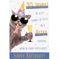 30. Geburtstag unverpackte Glückwunschkarte mit...