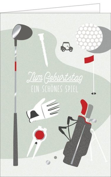 A - Geburtstagskarte Golf – Glückwunschkarte mit Briefumschlag im Format 11,5 x 17 cm
