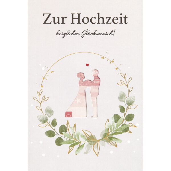 Hochzeit Vermählung Geldgeschenkkarte Glückwunschkarte mit Umschlag Stanzug Brautpaar