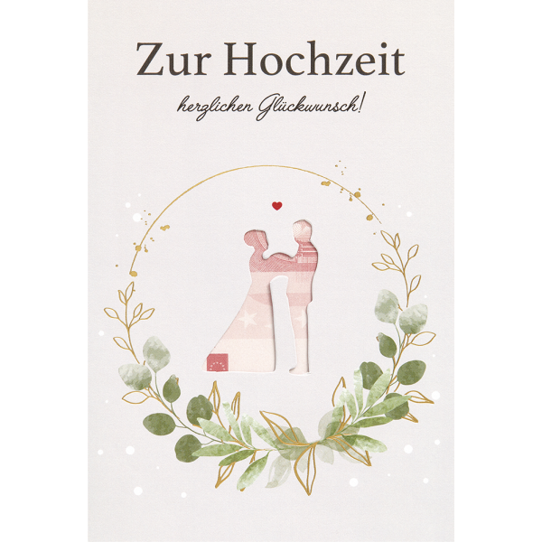 Hochzeit Vermählung Geldgeschenkkarte Glückwunschkarte mit Umschlag Stanzug Brautpaar