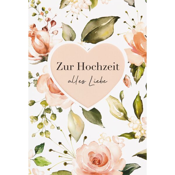 Hochzeit Vermählung unverpackte Glückwunschkarte mit Umschlag Blumen Zur Hochzeit alles Liebe