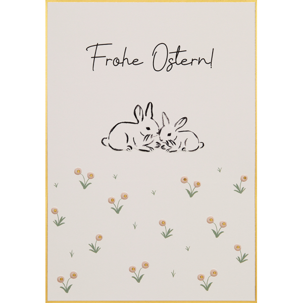 Ostern unverpackte Glückwunschkarte mit Umschlag Frohe Ostern Hasenzeichnung