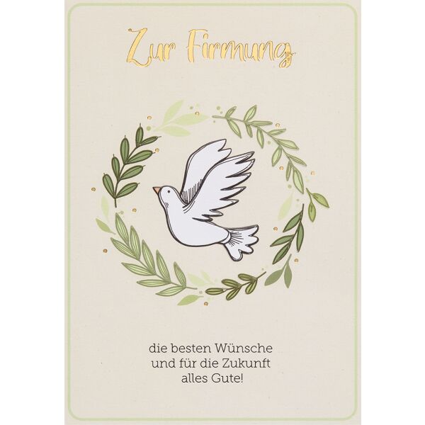 Firmung unverpackte Glückwunschkarte mit Umschlag Taube die besten Wünsche für die Zukunft alles Gute