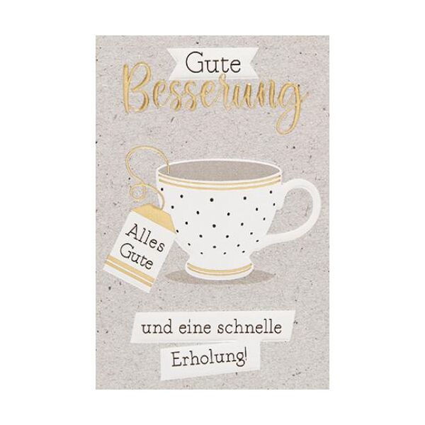 Minikärtchen zur Genesung Gute Besserung Klammerkarte Blumenkärtchen Tasse schnelle Erholung